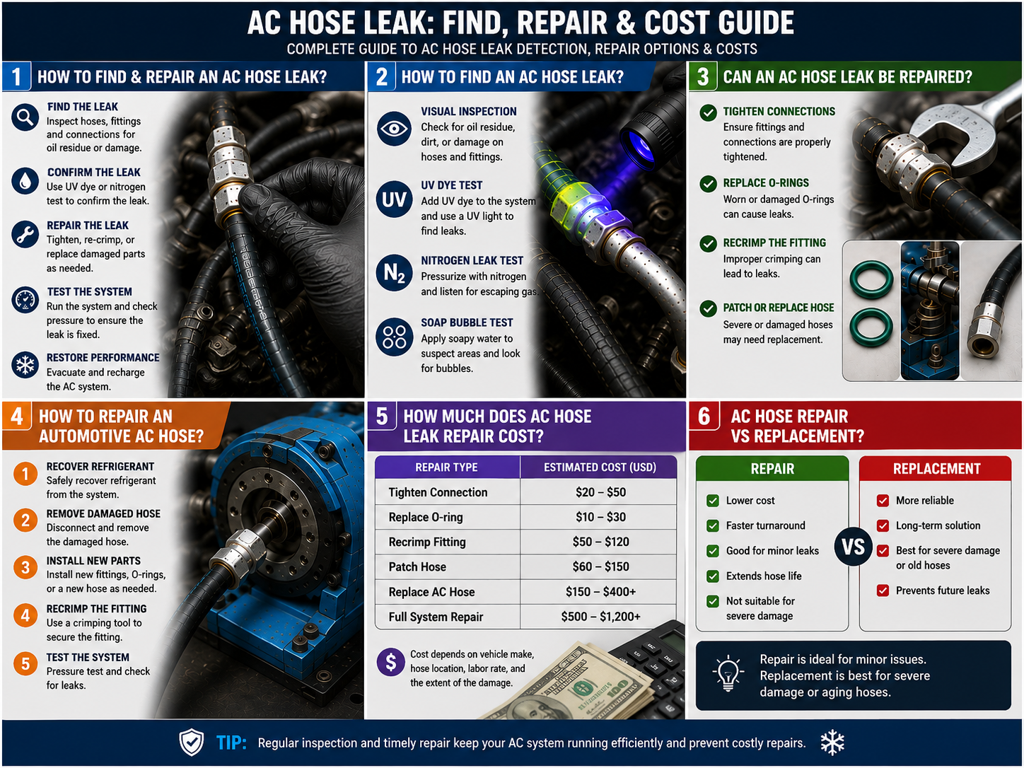 How to Find and Repair an AC Hose Leak?